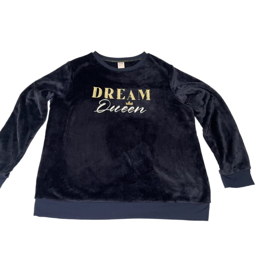 SECRET TREASURES Women XL (16/18) Dream Queen Plush Fleece Loungewear Navy Gold